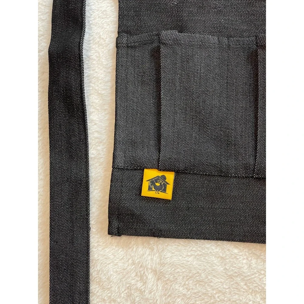 Black Denim Egg Gathering Apron Multi Pocket Garden Waist Apron Farmhouse Style
